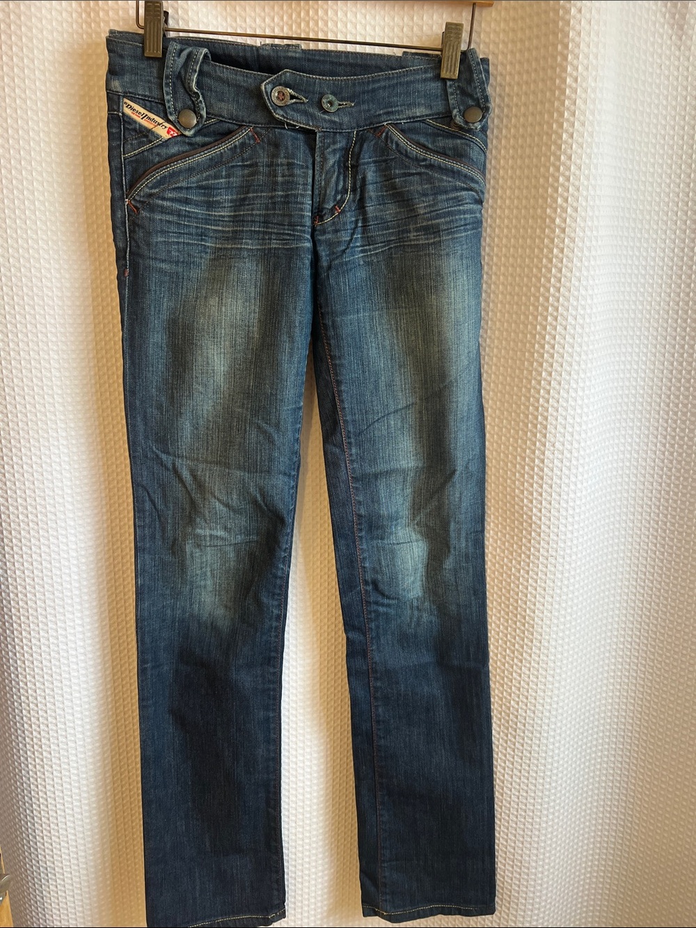 Diesel Industry Women's Dark Blue Washed Straight Leg Jeans-made in Italy